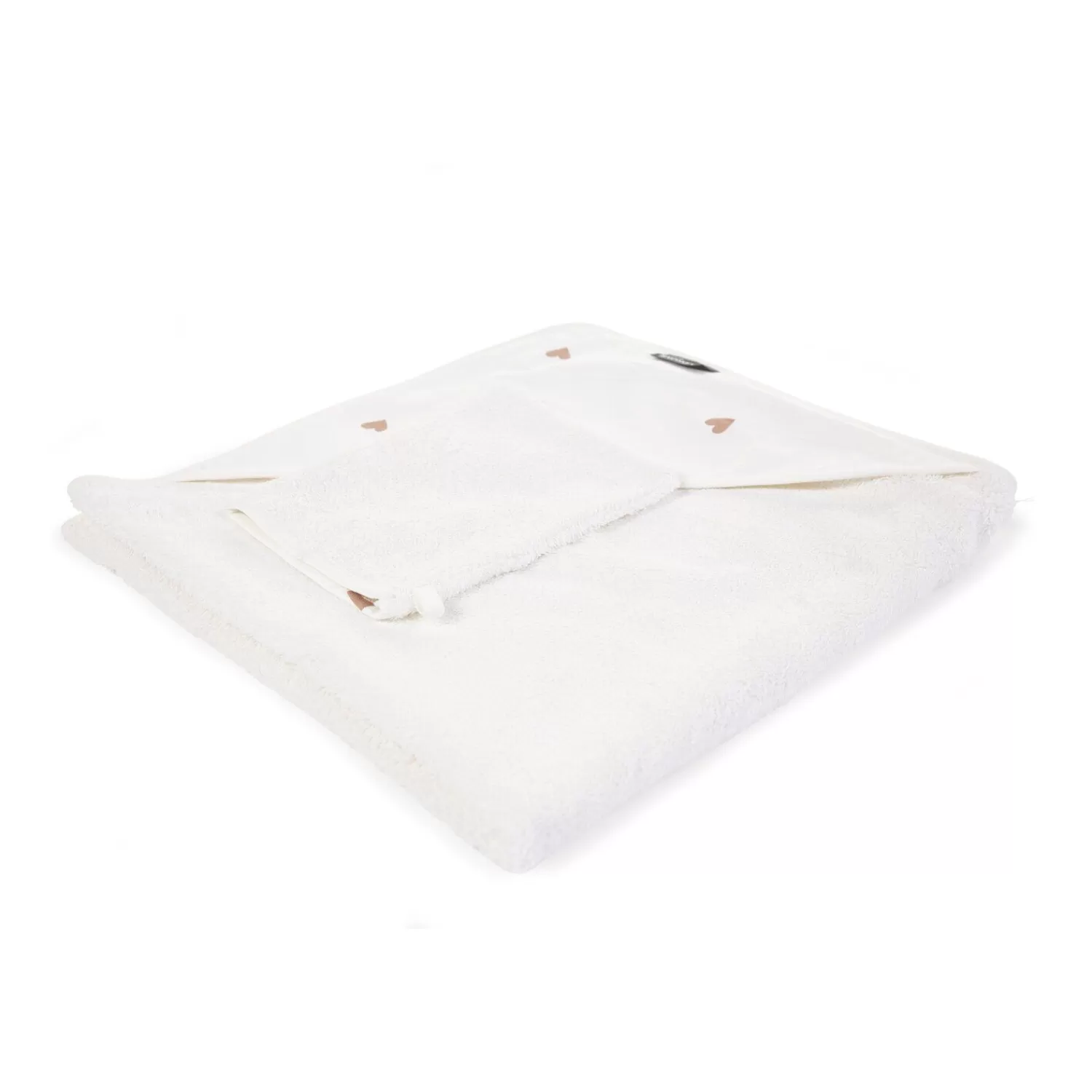 Capes De Bain | BÉABA Cape De Bain + Gant - 80x80 Cm - Jersey - Hearts Beige