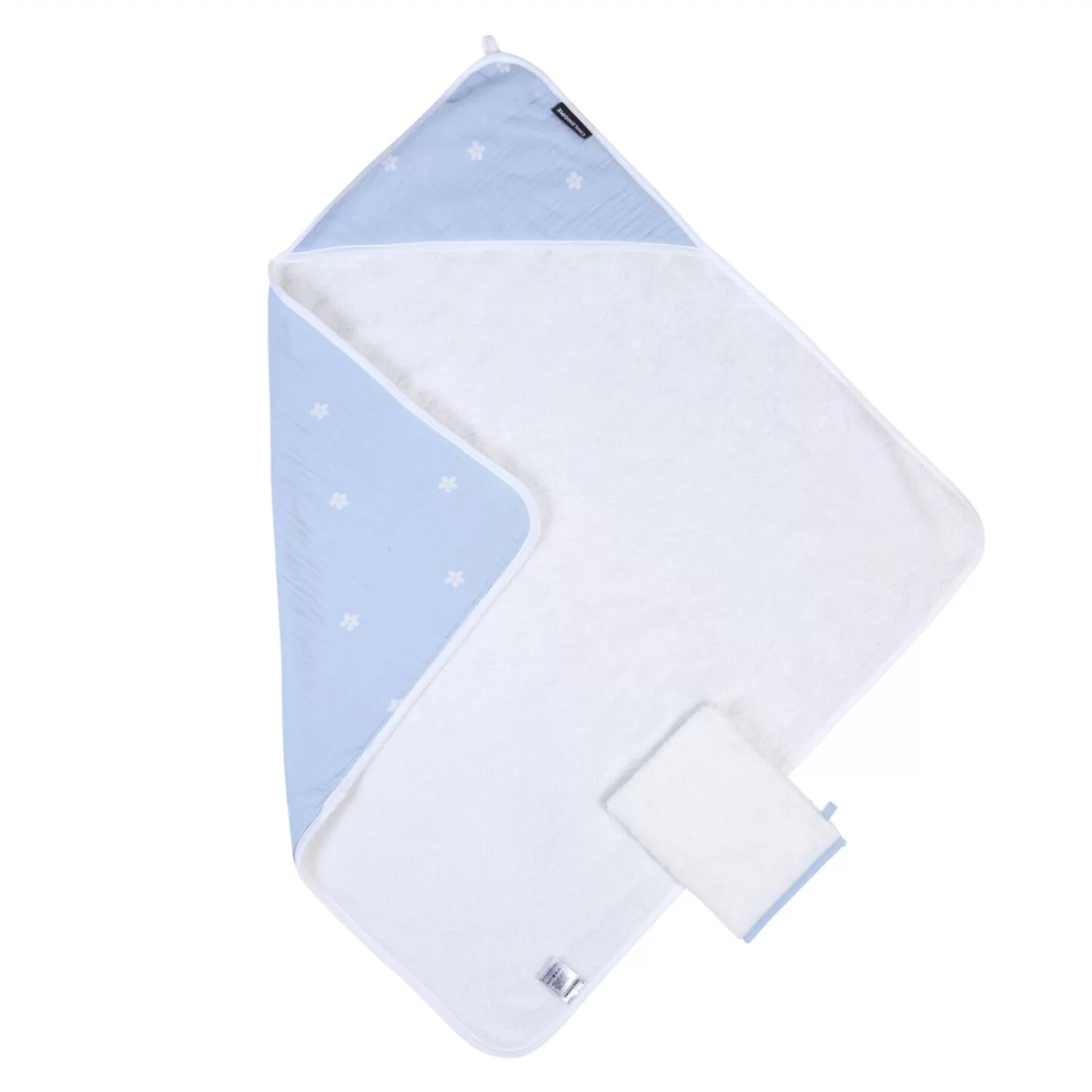 Capes De Bain | BÉABA Cape De Bain + Gant - 80x80 Cm - Mousseline Fleur - Bleue Beige