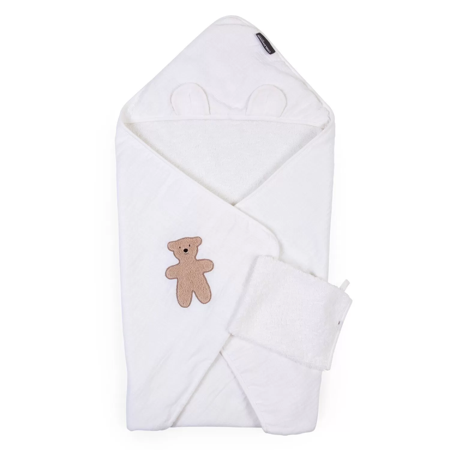 Capes De Bain | BÉABA Cape De Bain + Gant - 80x80 Cm - Muslin / Terry Teddy Beige