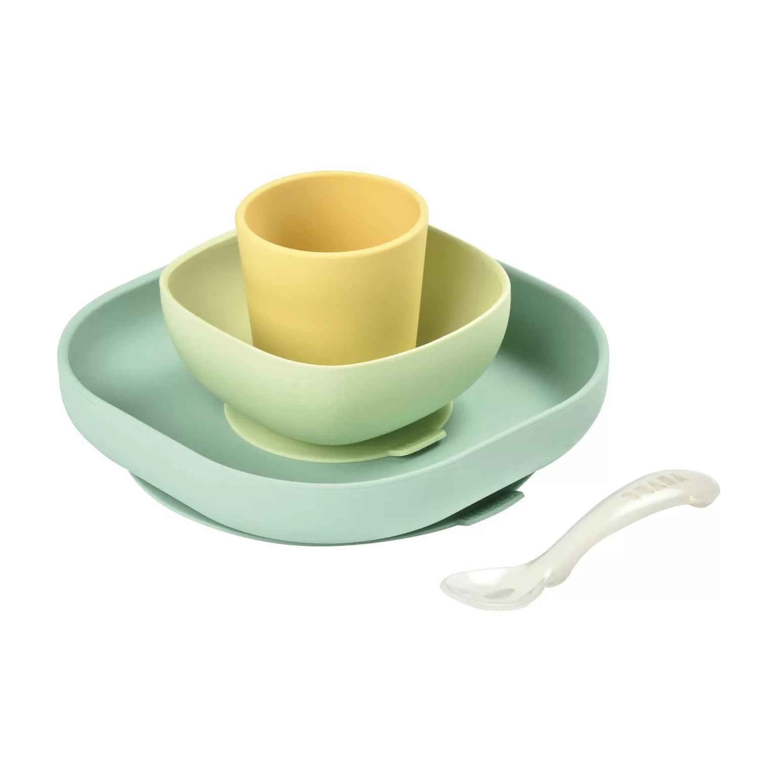 Couverts Vaisselle Et Bavoirs | BÉABA Coffret repas silicone Jaune/Vert Blue