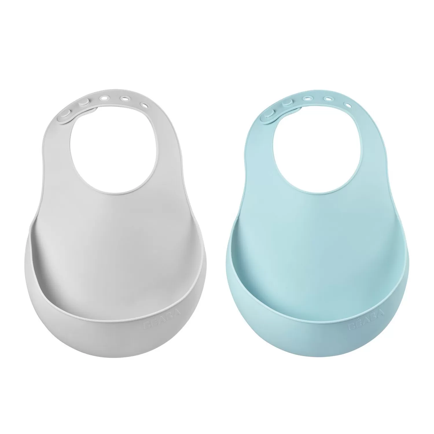 Couverts Vaisselle Et Bavoirs | BÉABA Lot de 2 bavoirs silicone Bleu clair/Gris Airygreen