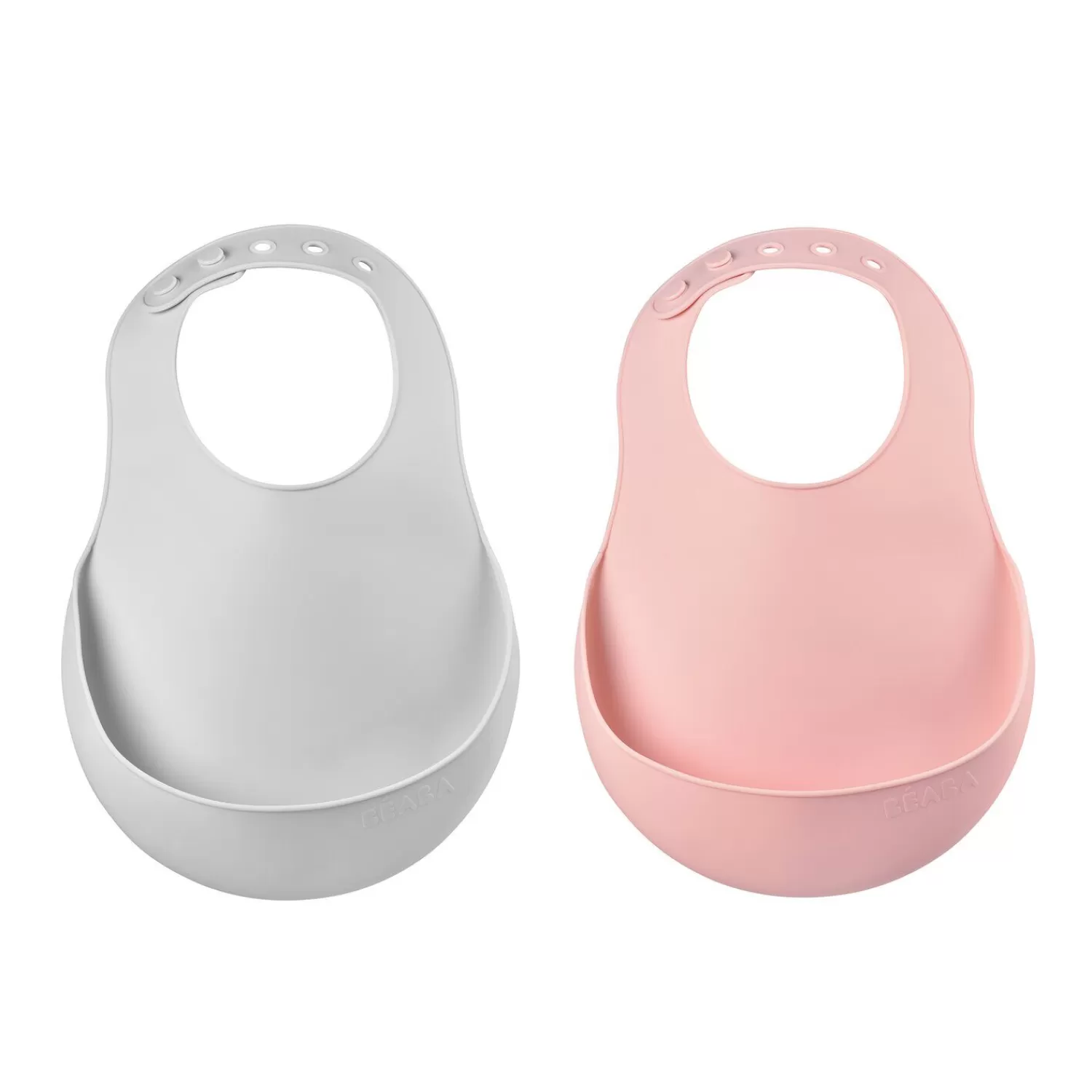 Couverts Vaisselle Et Bavoirs | BÉABA Lot de 2 bavoirs silicone Gris clair/Vieux rose Airygreen