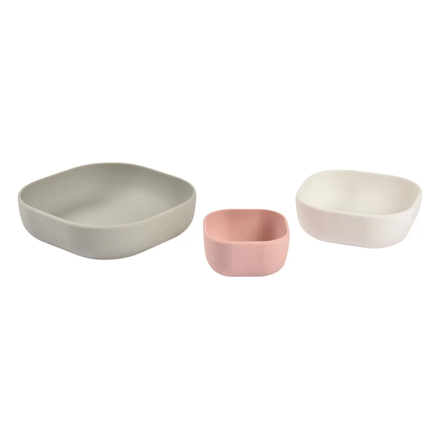 Goûter Sain | Couverts Vaisselle Et Bavoirs | BÉABA Lot de 3 bols silicone gigogne Rose/Gris velours Nightblue