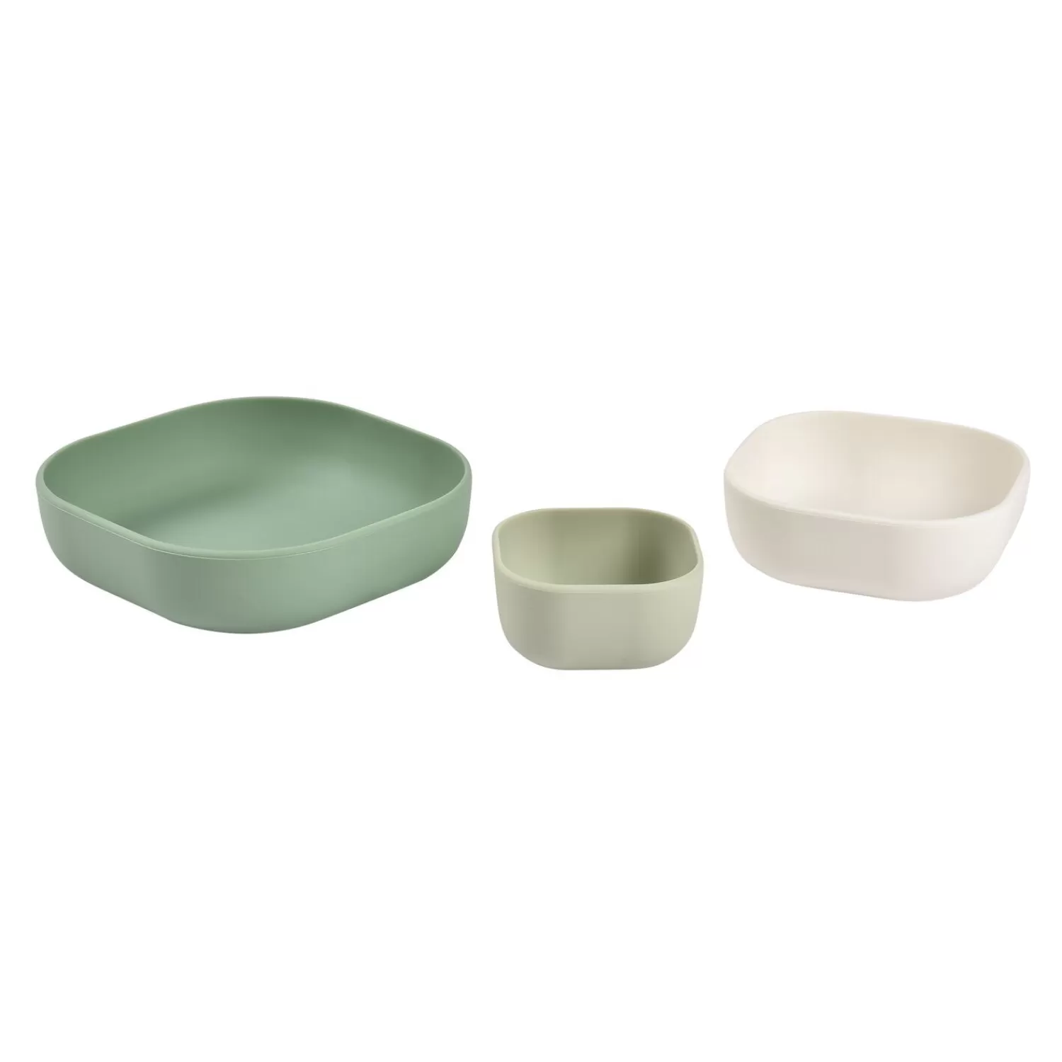 Goûter Sain | Couverts Vaisselle Et Bavoirs | BÉABA Lot de 3 bols silicone gigogne Vert sauge Nightblue