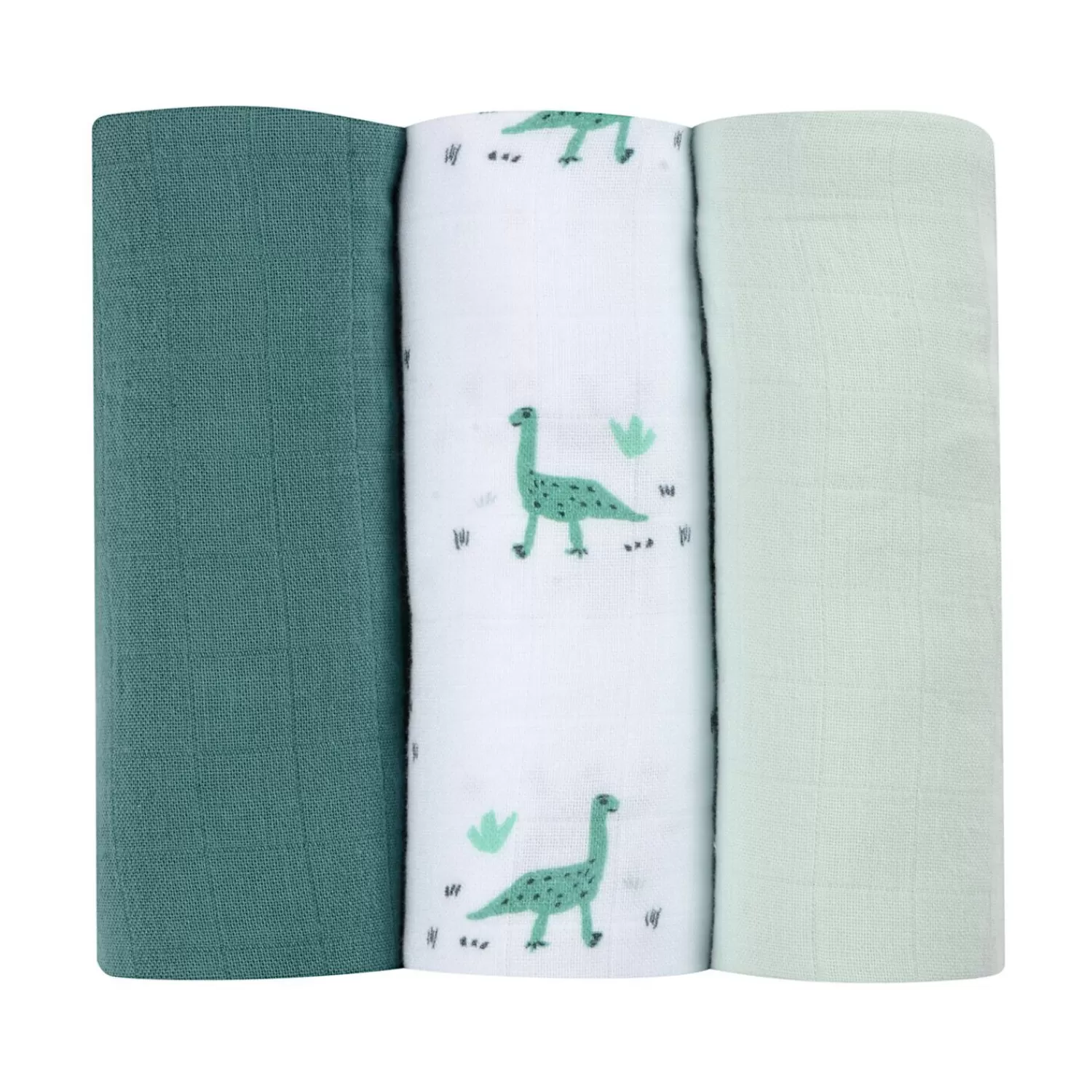 Accessoires De Toilette | Baignoires Et Accessoires | BÉABA Lot de 3 langes en coton Jurassique/Vert