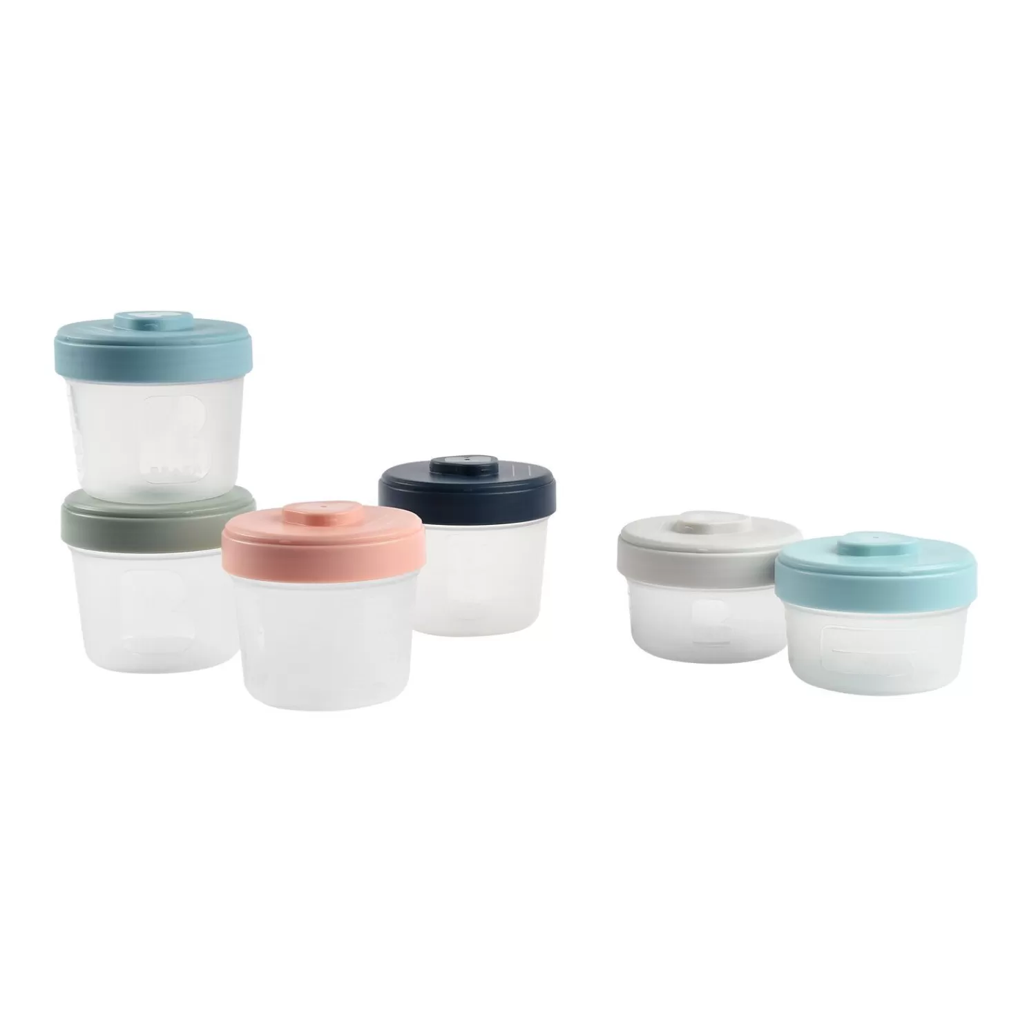 Pots De Conservation | Pots De Conservation | BÉABA Lot de 6 portions clip 1er âge (2X90 et 4X150ml) Storm/eucalyptu