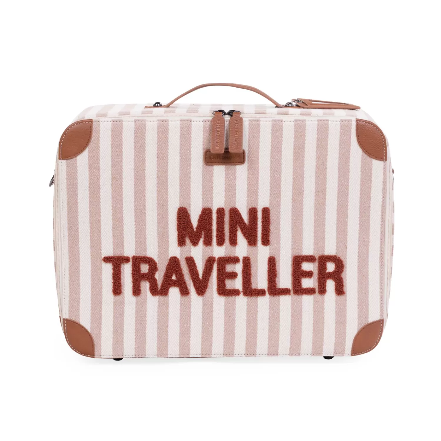 Sacs À Dos Enfant | Sacs De Voyage | BÉABA Mini Traveller Kids Suitcase - Rayures - Nude/Terracotta Black/gold