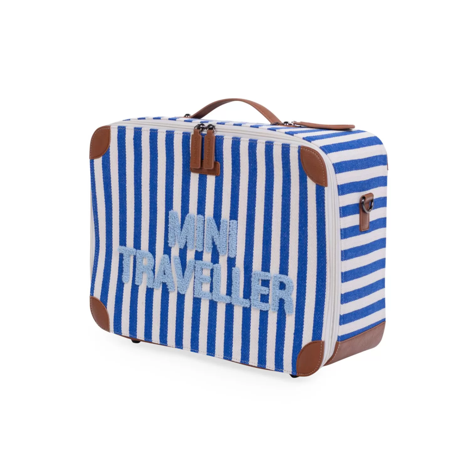 Sacs À Dos Enfant | Sacs De Voyage | BÉABA Mini Traveller Kids Suitcase - Rayures - Bleu Electrique /Bl Black/gold