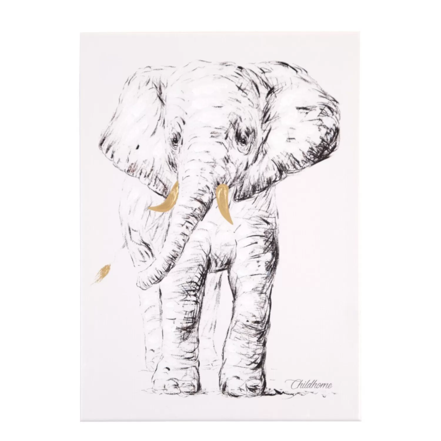 Décoration Murale | BÉABA Peinture - Eléphant + Or - 30x40 Cm Elephant